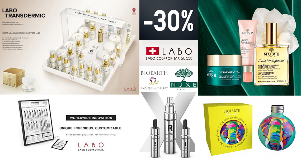 promozione anti-età NUXE offerta labo transdermic trattamenti dermo-cosmetici antirughe x-ingredients bagnosciuma sapone gel doccia bio